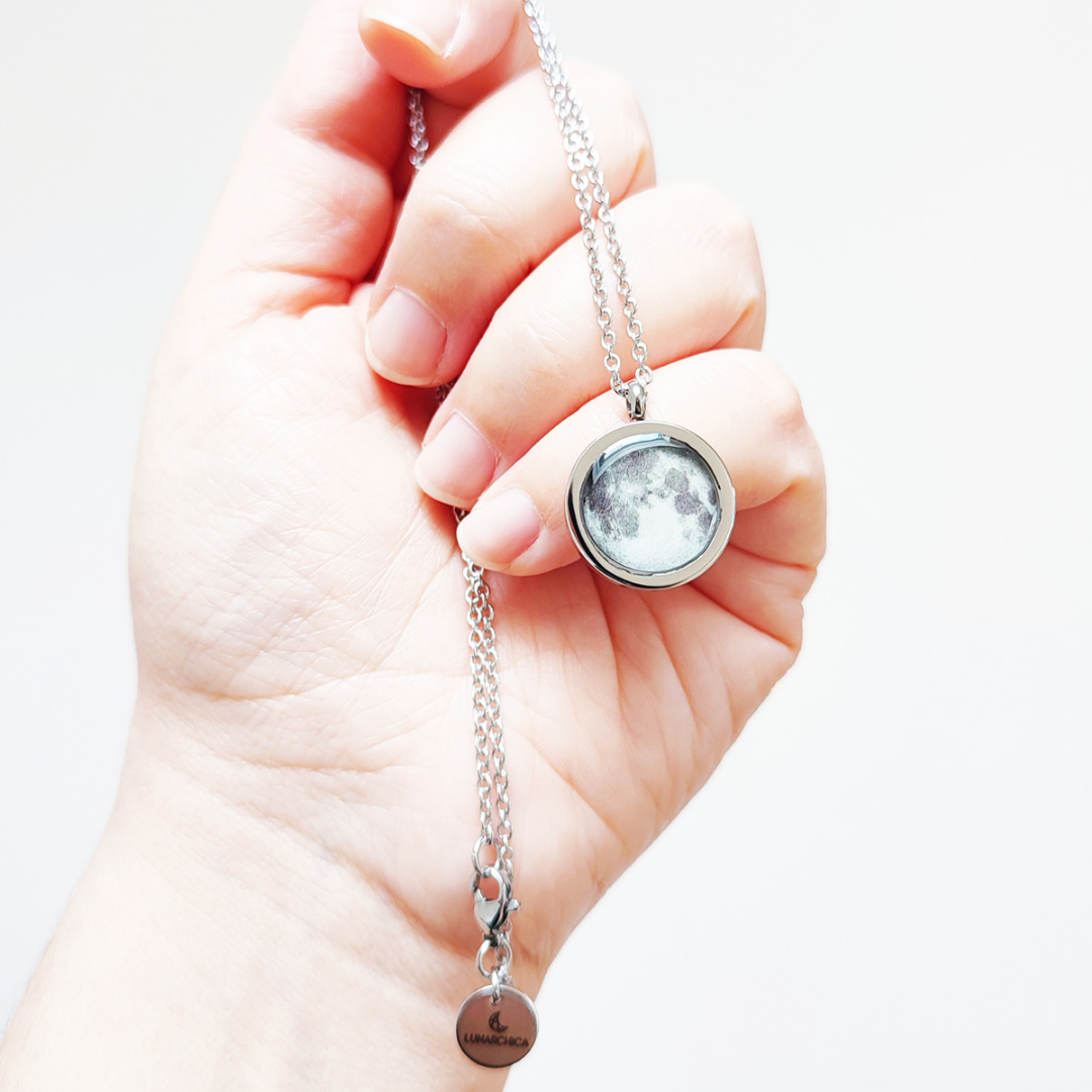 Collana con pendente Luna in Acciaio Inossidabile