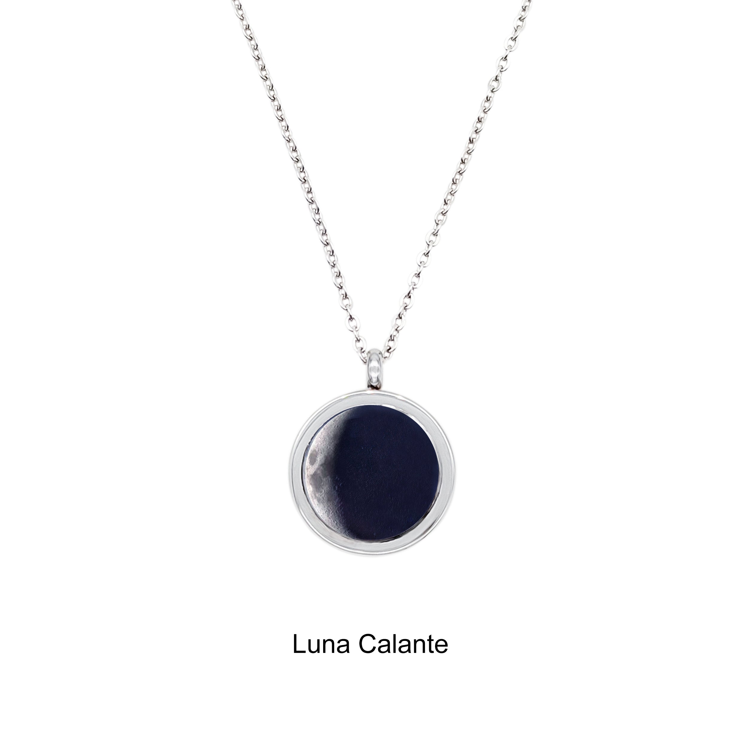 Collana con pendente Luna in Acciaio Inossidabile