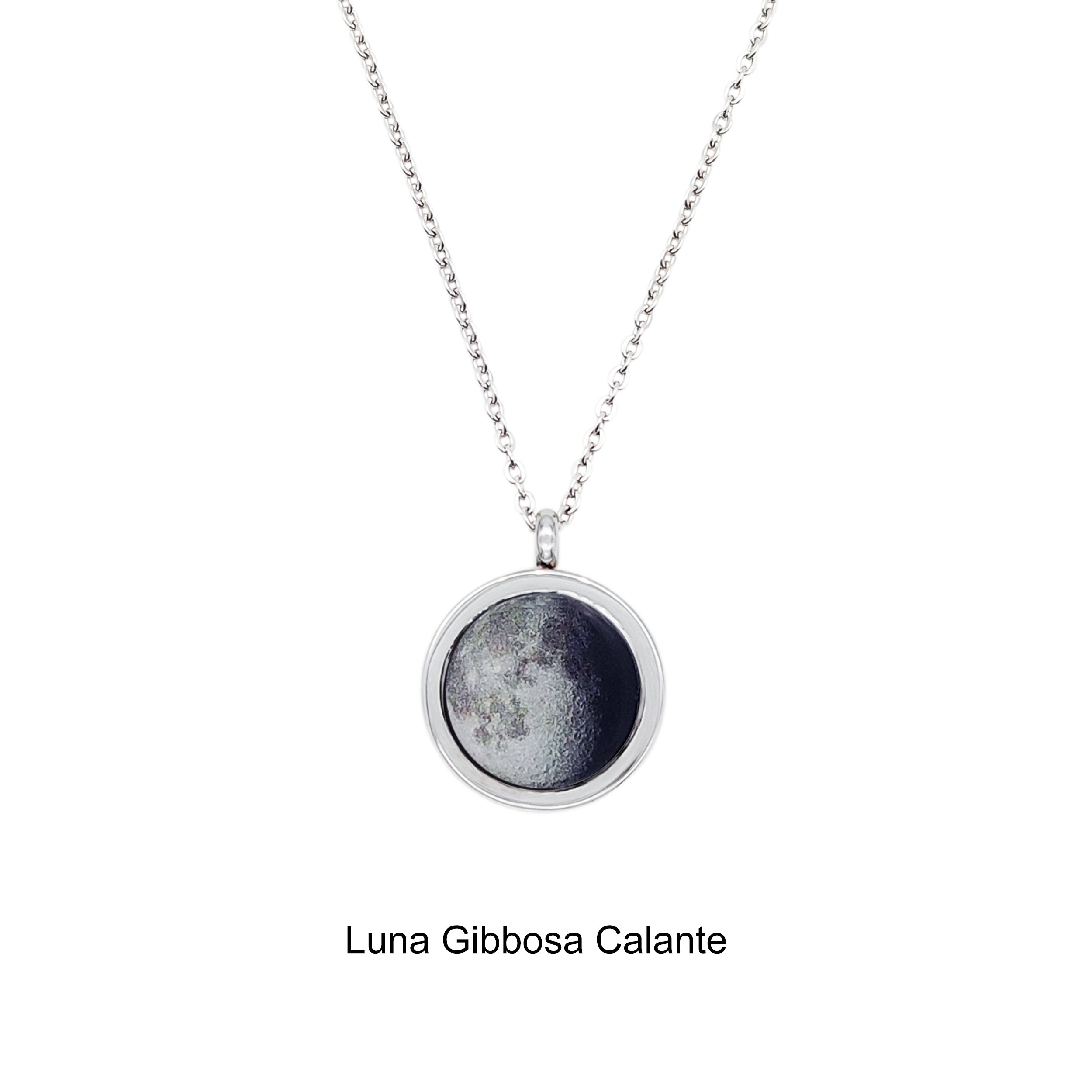 Collana con pendente Luna in Acciaio Inossidabile