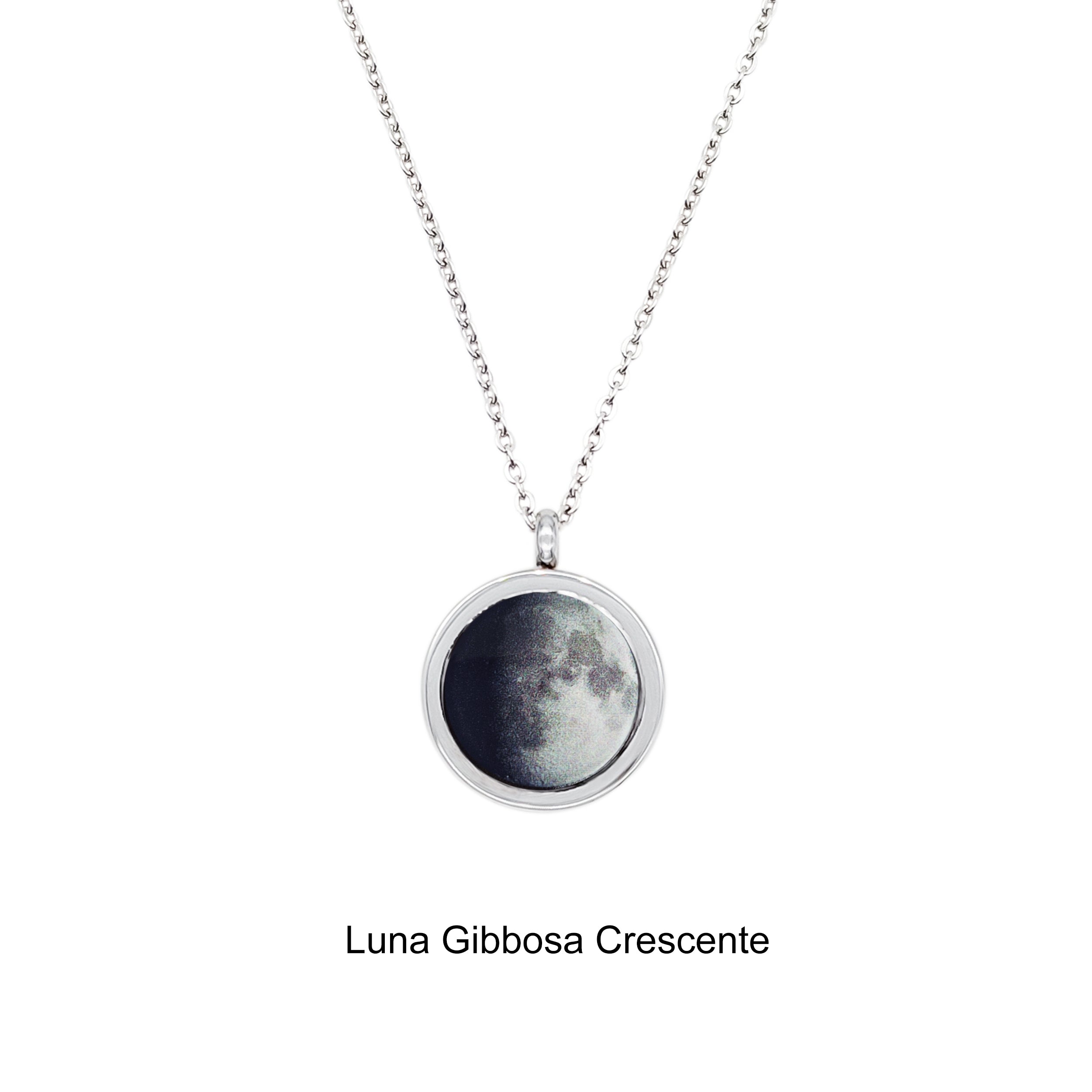 Collana con pendente Luna in Acciaio Inossidabile