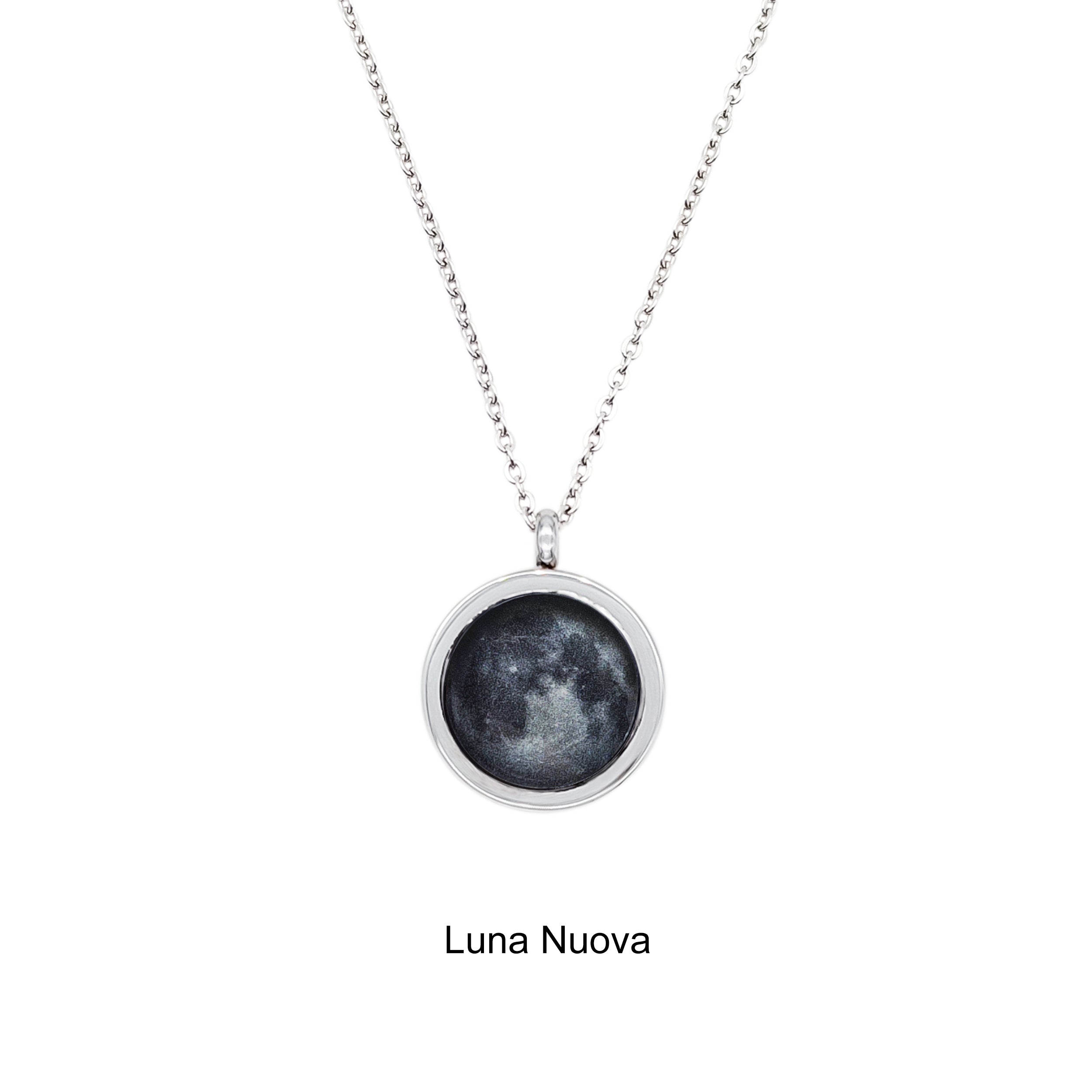 Collana con pendente Luna in Acciaio Inossidabile