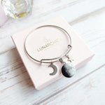 Bracciale Rigido con Luna e Charms acciaio inossidabile