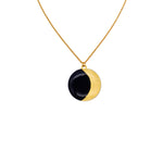 Collana Luna in Argilla Polimerica Nero e Foglia oro - in Argento 925 placcato Oro 18K
