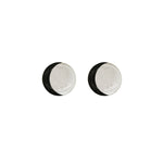 Orecchini a lobo Luna in Argilla Polimerica Nero e Foglia argento - in Argento 925