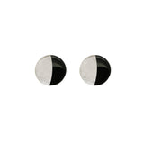 Orecchini a lobo Luna in Argilla Polimerica Nero e Foglia argento - in Argento 925